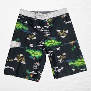 VTG Hurley Bob Marley Board Shorts Mens 36 Soul Rebel Jamaica AOP 100% Polyester
